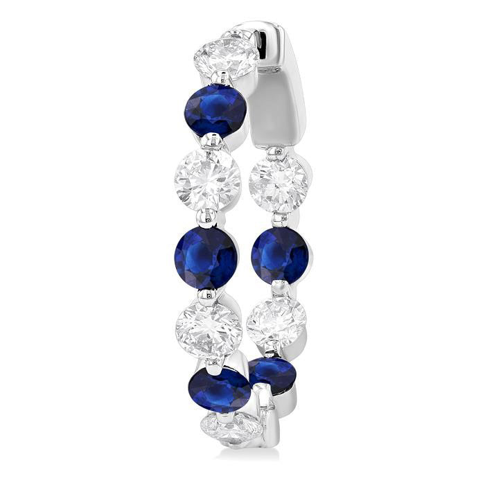 Inside-Out Alternate Gemstone & Diamond Hoop Earrings