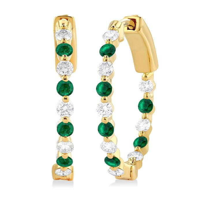 Inside-Out Alternate Gemstone & Diamond Hoop Earrings