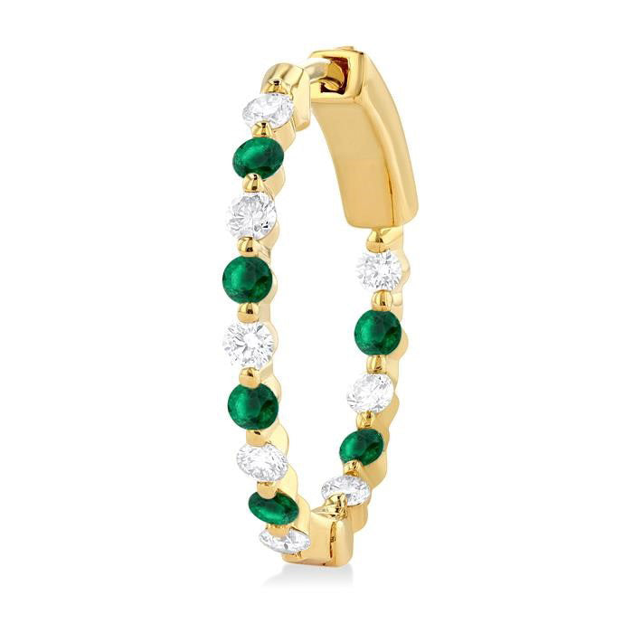 Inside-Out Alternate Gemstone & Diamond Hoop Earrings