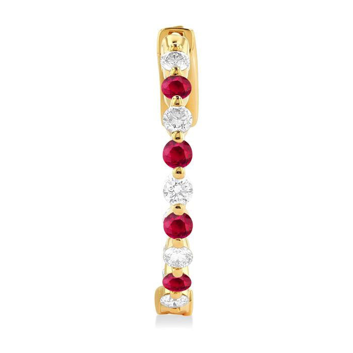 Inside-Out Alternate Gemstone & Diamond Hoop Earrings