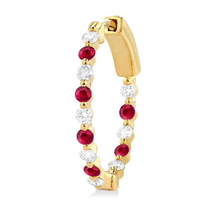 Inside-Out Alternate Gemstone & Diamond Hoop Earrings