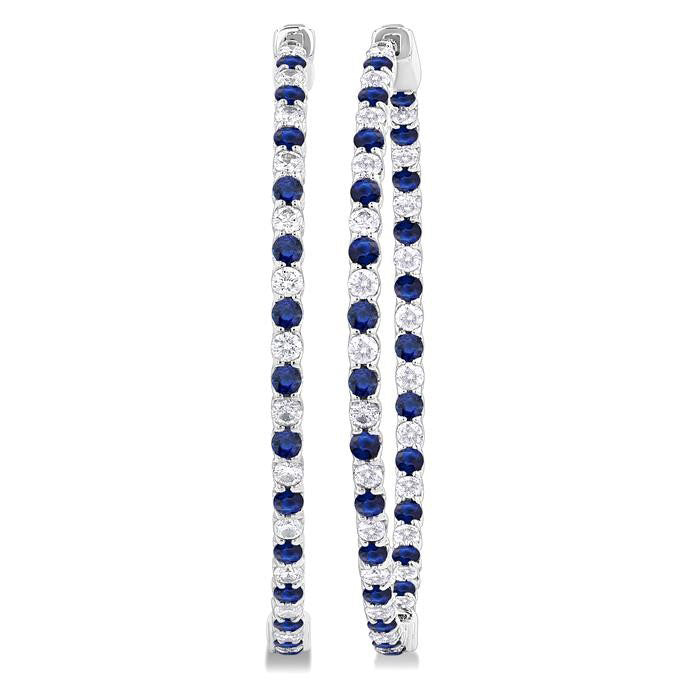 Inside-Out Alternate Gemstone & Diamond Hoop Earrings