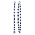 1.9 MM Round Cut Sapphire and 1 1/2 Ctw Round Cut Diamond Precious Inside-Out Alternating Hoop Earrings in 14K White Gold