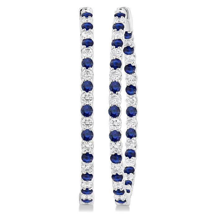 Inside-Out Alternate Gemstone & Diamond Hoop Earrings