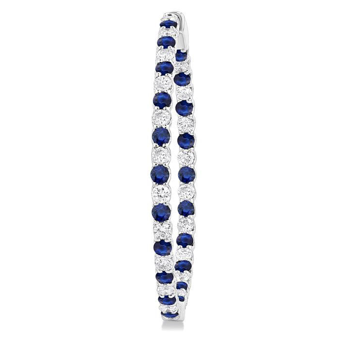 Inside-Out Alternate Gemstone & Diamond Hoop Earrings