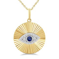 Fluted Evil Eye Gemstone & Diamond Fashion Pendant