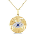 Fluted Evil Eye Gemstone & Diamond Fashion Pendant