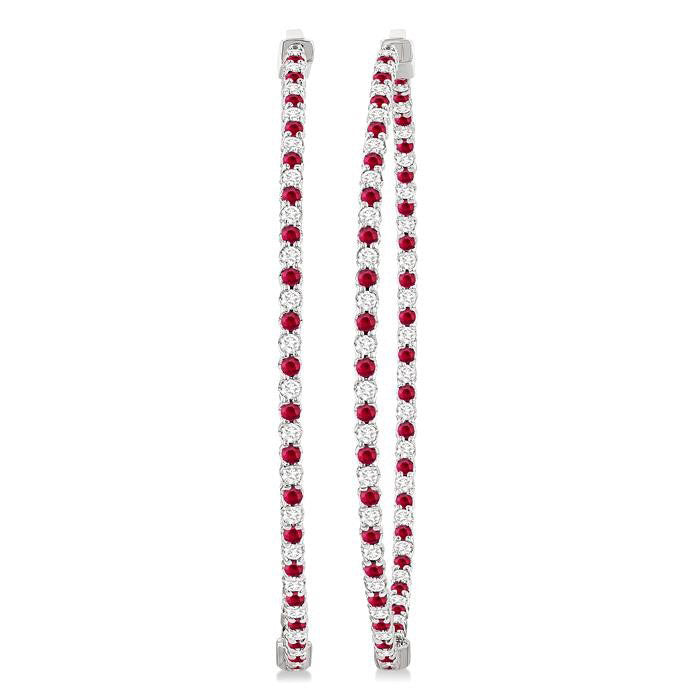 Inside-Out Alternate Gemstone & Diamond Hoop Earrings