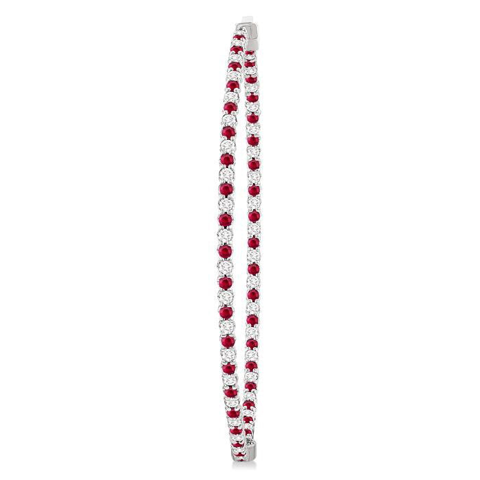 Inside-Out Alternate Gemstone & Diamond Hoop Earrings