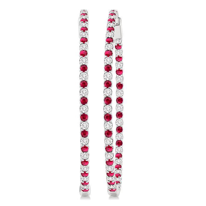 Inside-Out Alternate Gemstone & Diamond Hoop Earrings