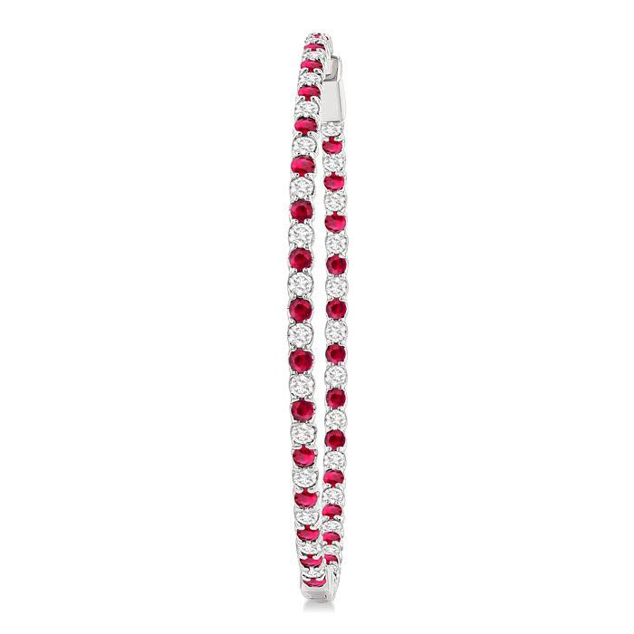 Inside-Out Alternate Gemstone & Diamond Hoop Earrings