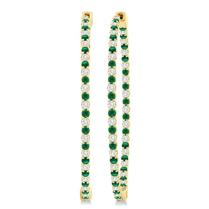 Inside-Out Alternate Gemstone & Diamond Hoop Earrings