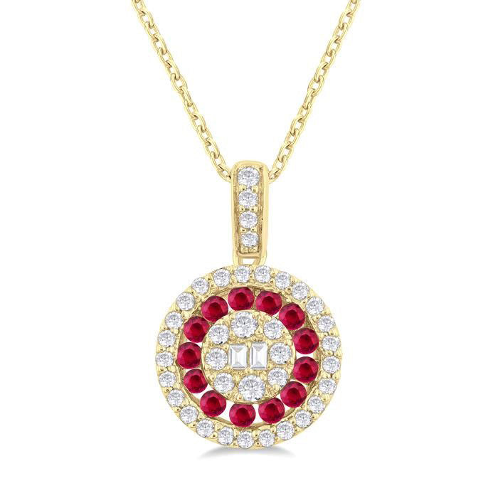 Round Shape Gemstone & Diamond Fusion Pendant