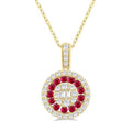 Round Shape Gemstone & Diamond Fusion Pendant