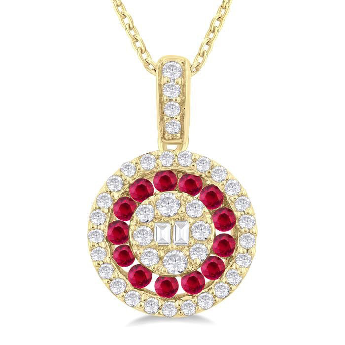 Round Shape Gemstone & Diamond Fusion Pendant