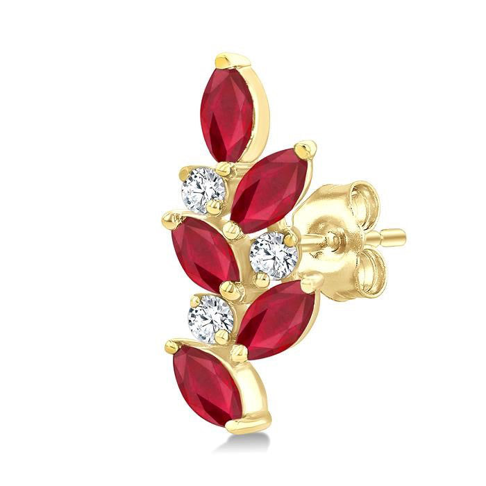 Marquise Shape Gemstone & Diamond Fashion Ear Climbers
