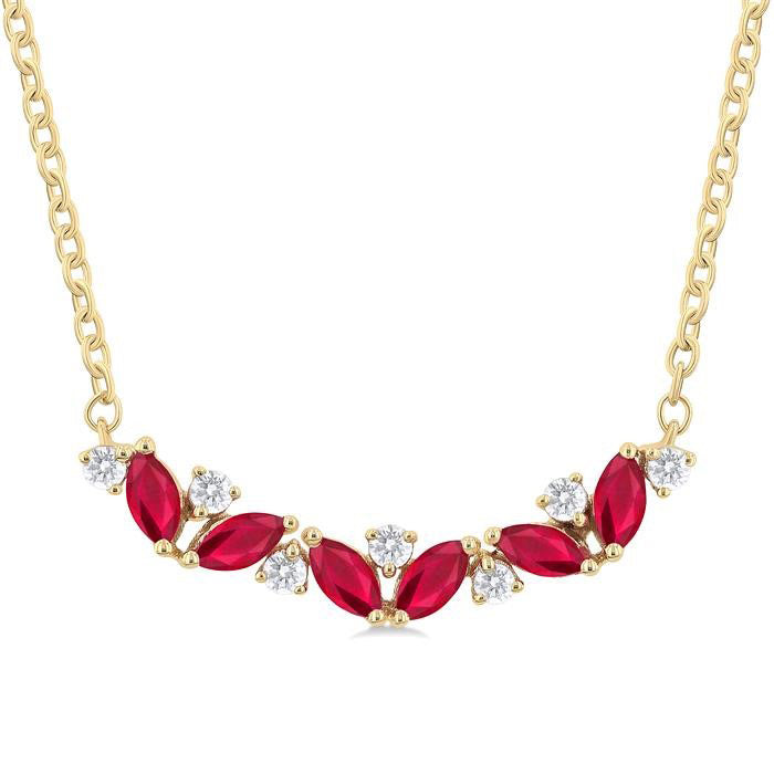 Marquise Shape Gemstone & Diamond Necklace