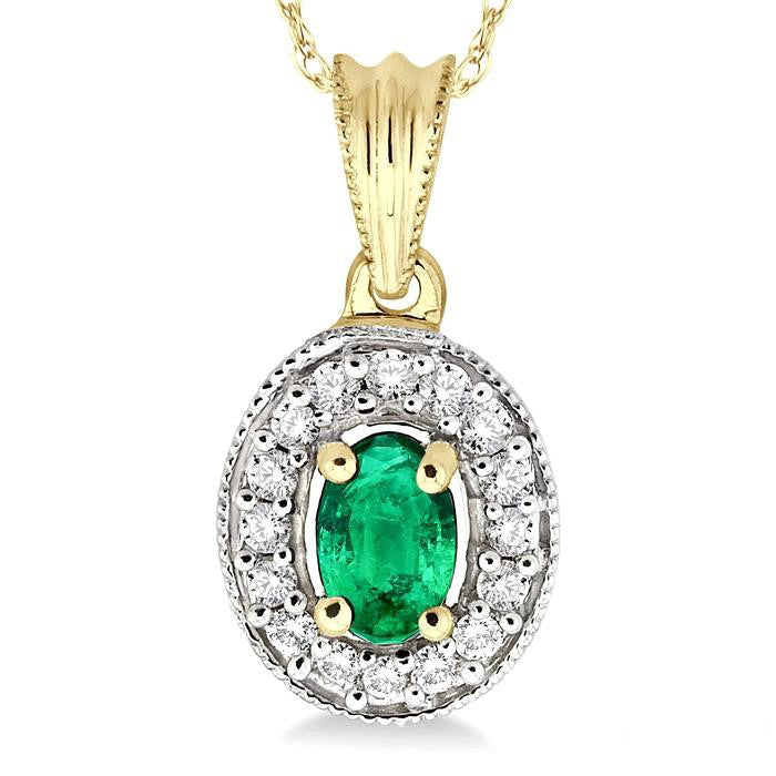 Aster Oval Shape Gemstone & Halo Diamond Pendant