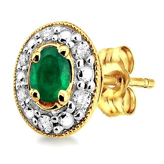 Oval Shape Gemstone & Diamond Earrings