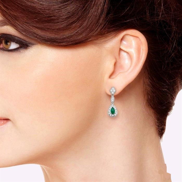 OnNoAe 14K White Gold Diamond Earrings