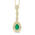 Solstice Pear Shape Gemstone & Halo Diamond Pendant