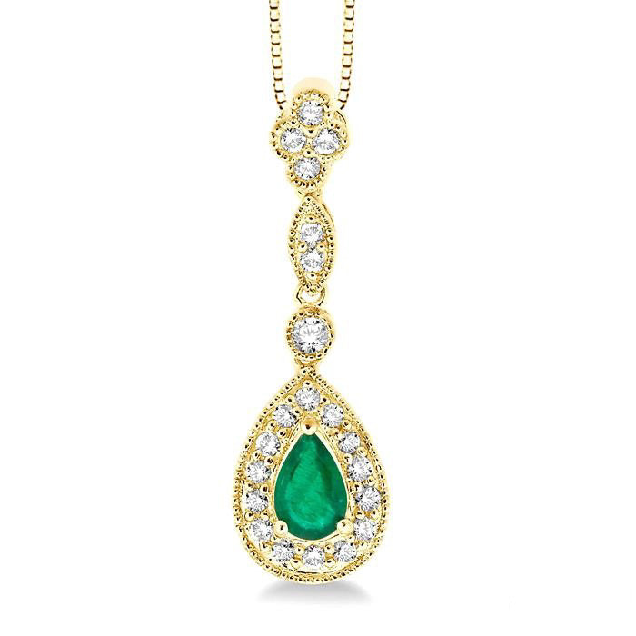 Solstice Pear Shape Gemstone & Halo Diamond Pendant