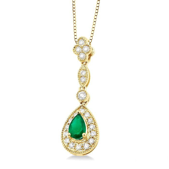 Solstice Pear Shape Gemstone & Halo Diamond Pendant