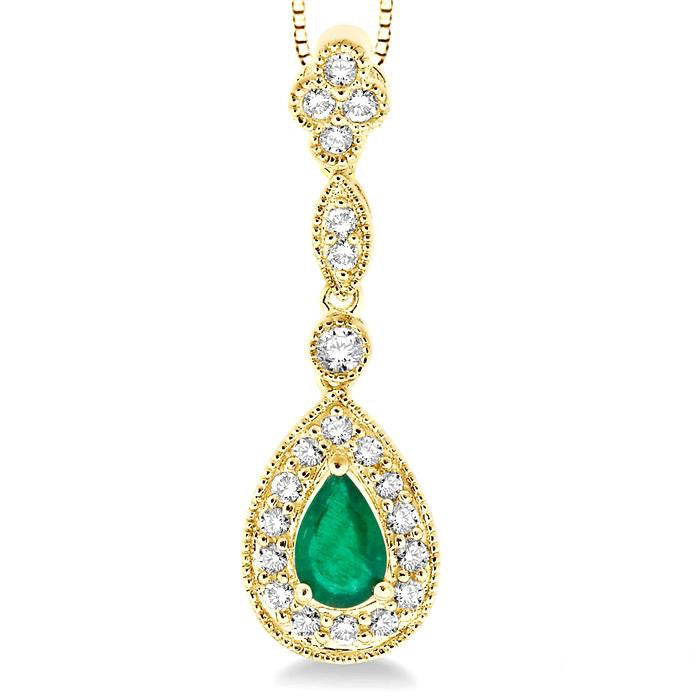 Solstice Pear Shape Gemstone & Halo Diamond Pendant