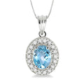 Nova Oval Shape Gemstone & Halo Diamond Pendant