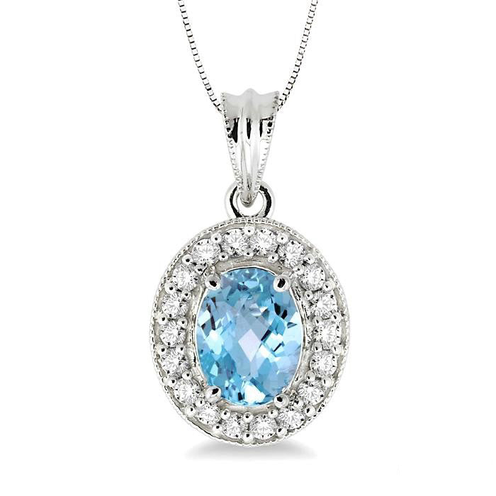 Nova Oval Shape Gemstone & Halo Diamond Pendant