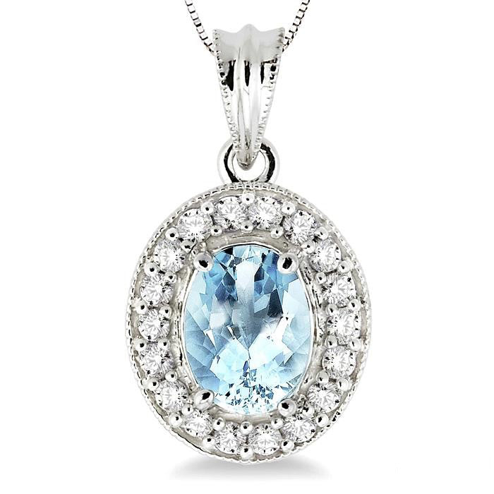 Nova Oval Shape Gemstone & Halo Diamond Pendant