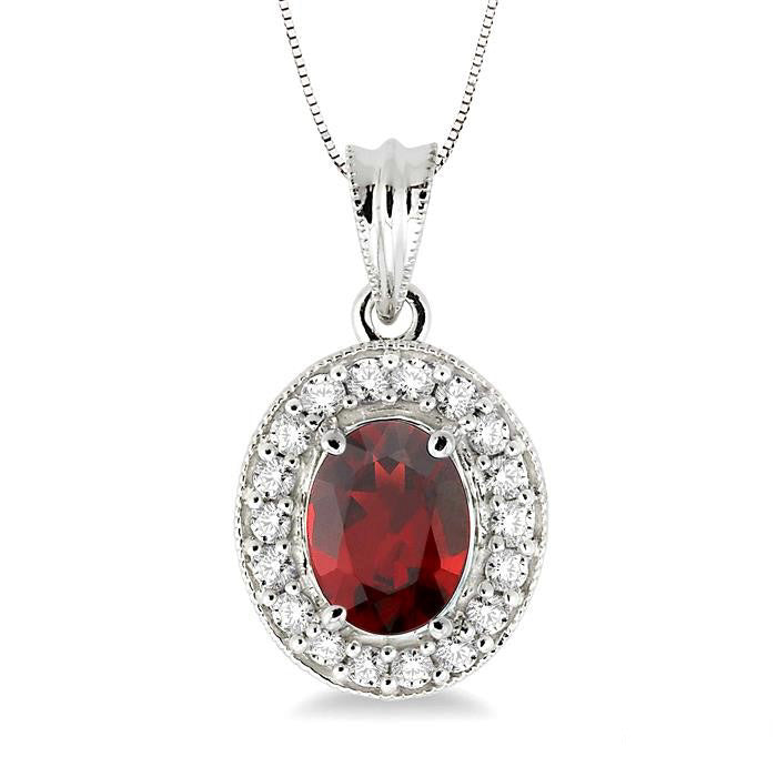 Ember Oval Shape Gemstone & Halo Diamond Pendant