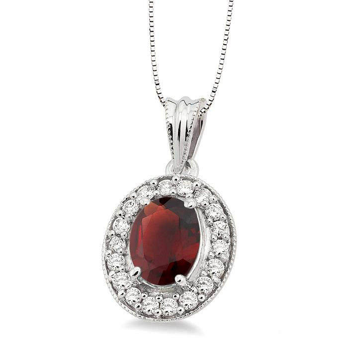Ember Oval Shape Gemstone & Halo Diamond Pendant