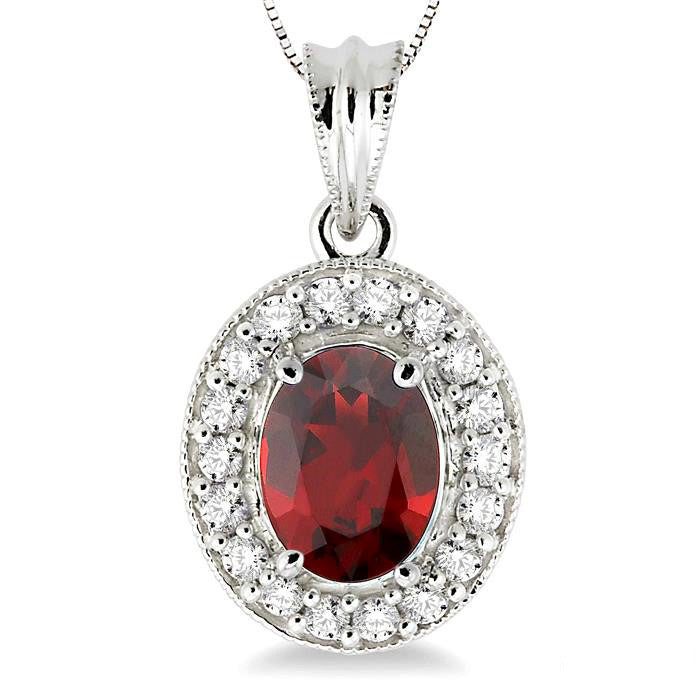 Ember Oval Shape Gemstone & Halo Diamond Pendant