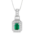 Tempest Emerald Shape Gemstone & Halo Diamond Pendant