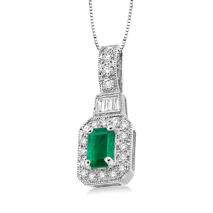 Tempest Emerald Shape Gemstone & Halo Diamond Pendant