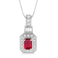 Haven Emerald Shape Gemstone & Halo Diamond Pendant