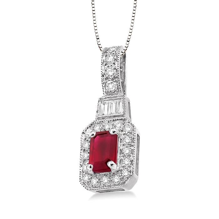 Haven Emerald Shape Gemstone & Halo Diamond Pendant