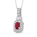 Haven Emerald Shape Gemstone & Halo Diamond Pendant