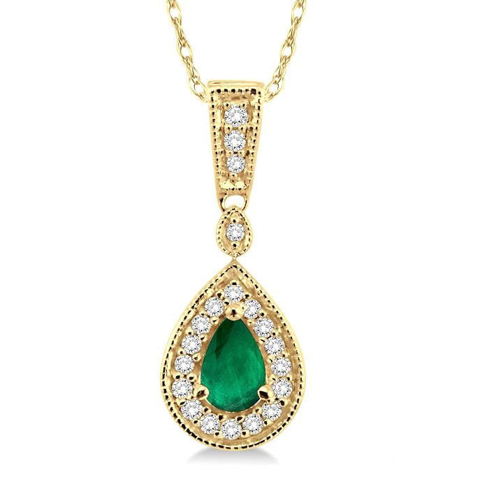 Ember Pear Shape Gemstone & Halo Diamond Pendant