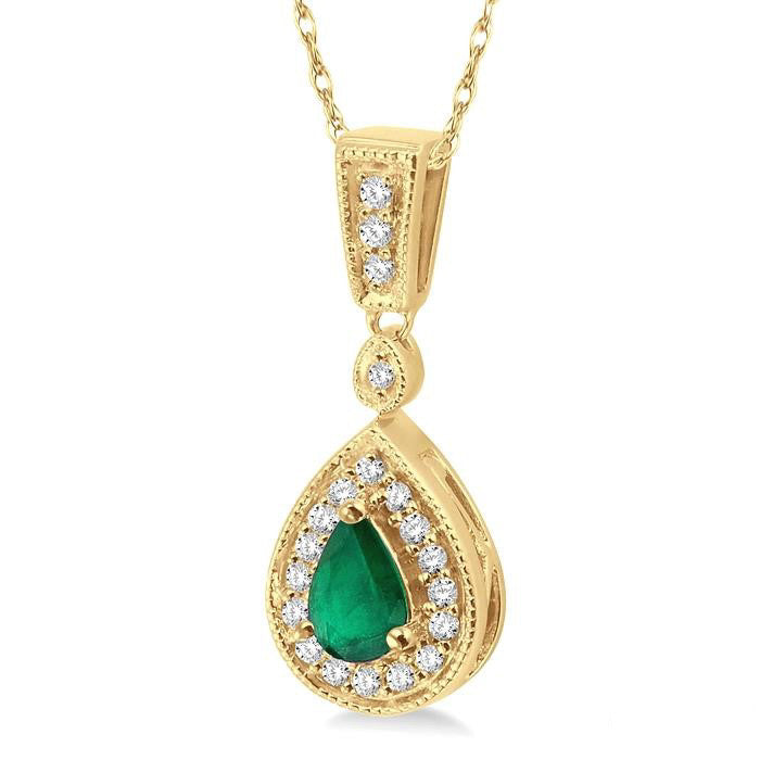 Ember Pear Shape Gemstone & Halo Diamond Pendant