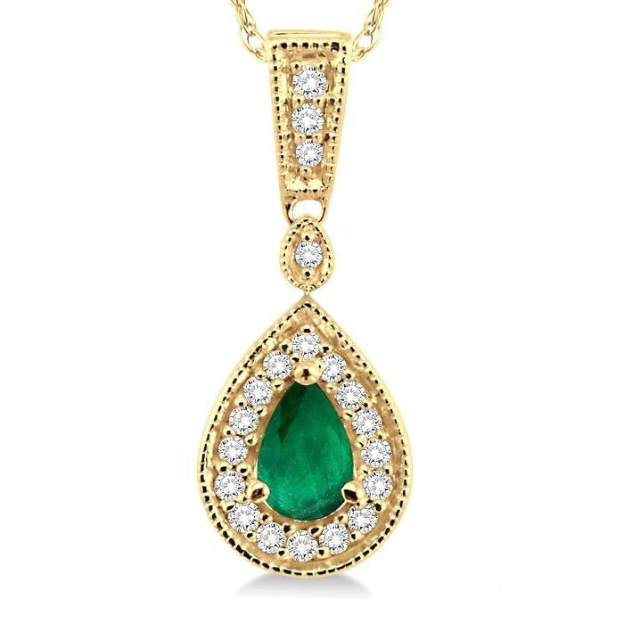 Ember Pear Shape Gemstone & Halo Diamond Pendant