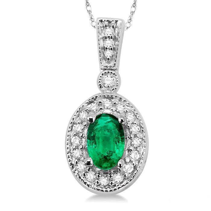 Majesty Oval Shape Gemstone & Halo Diamond Pendant