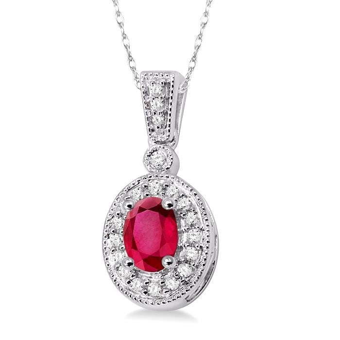 Blossom Oval Shape Gemstone & Halo Diamond Pendant
