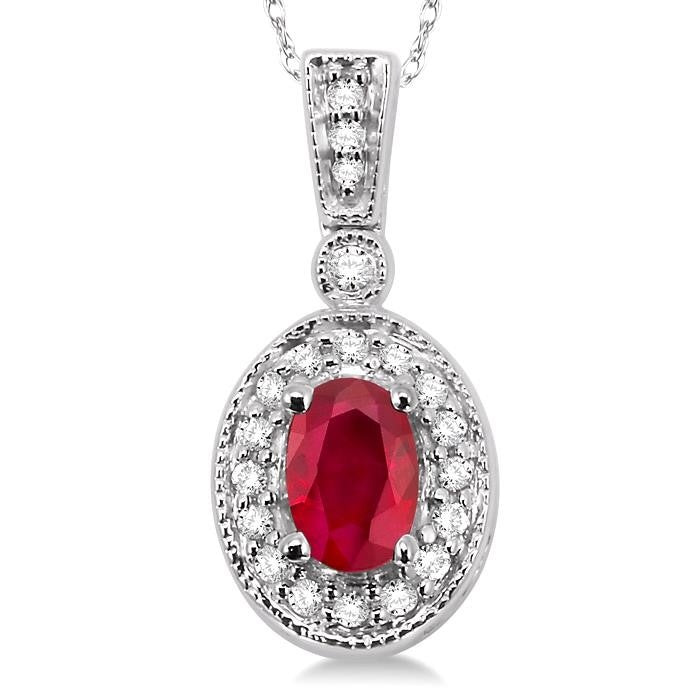 Blossom Oval Shape Gemstone & Halo Diamond Pendant