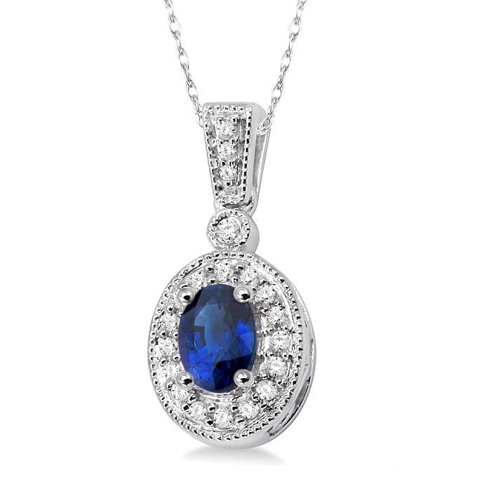 Ember Oval Shape Gemstone & Halo Diamond Pendant