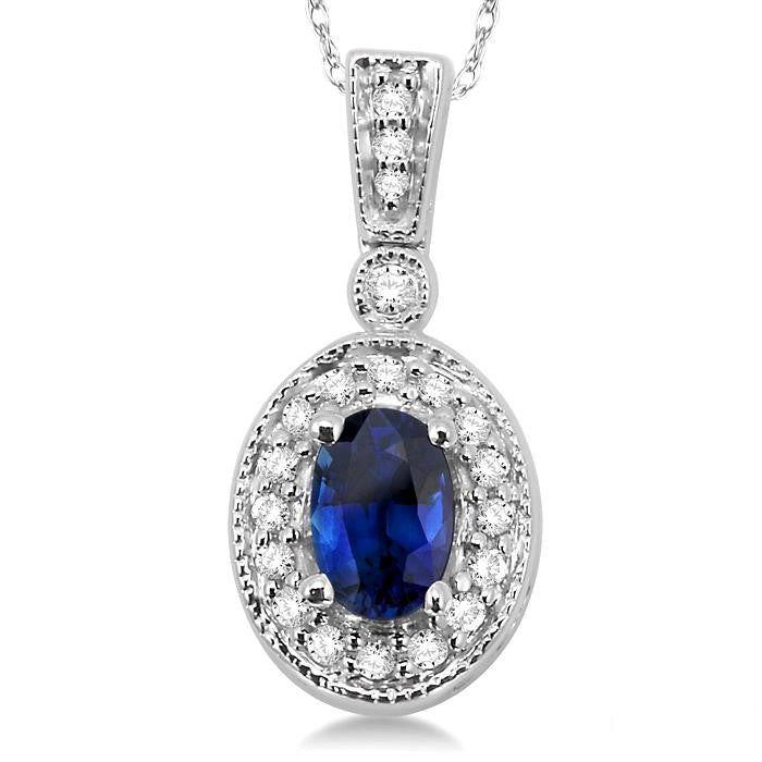 Ember Oval Shape Gemstone & Halo Diamond Pendant
