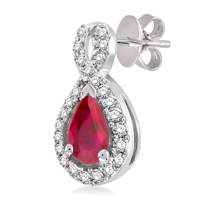 Pear Shape Gemstone & Diamond Earrings