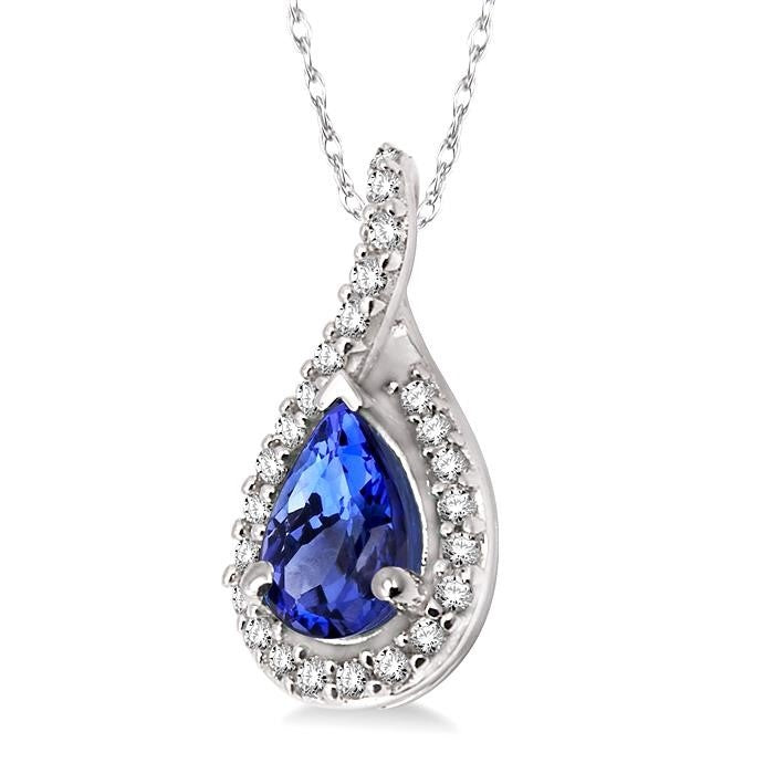 Celestia Tanzanite Teardrop Diamond Pendant