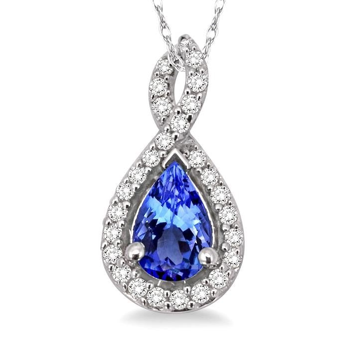 Celestia Tanzanite Teardrop Diamond Pendant